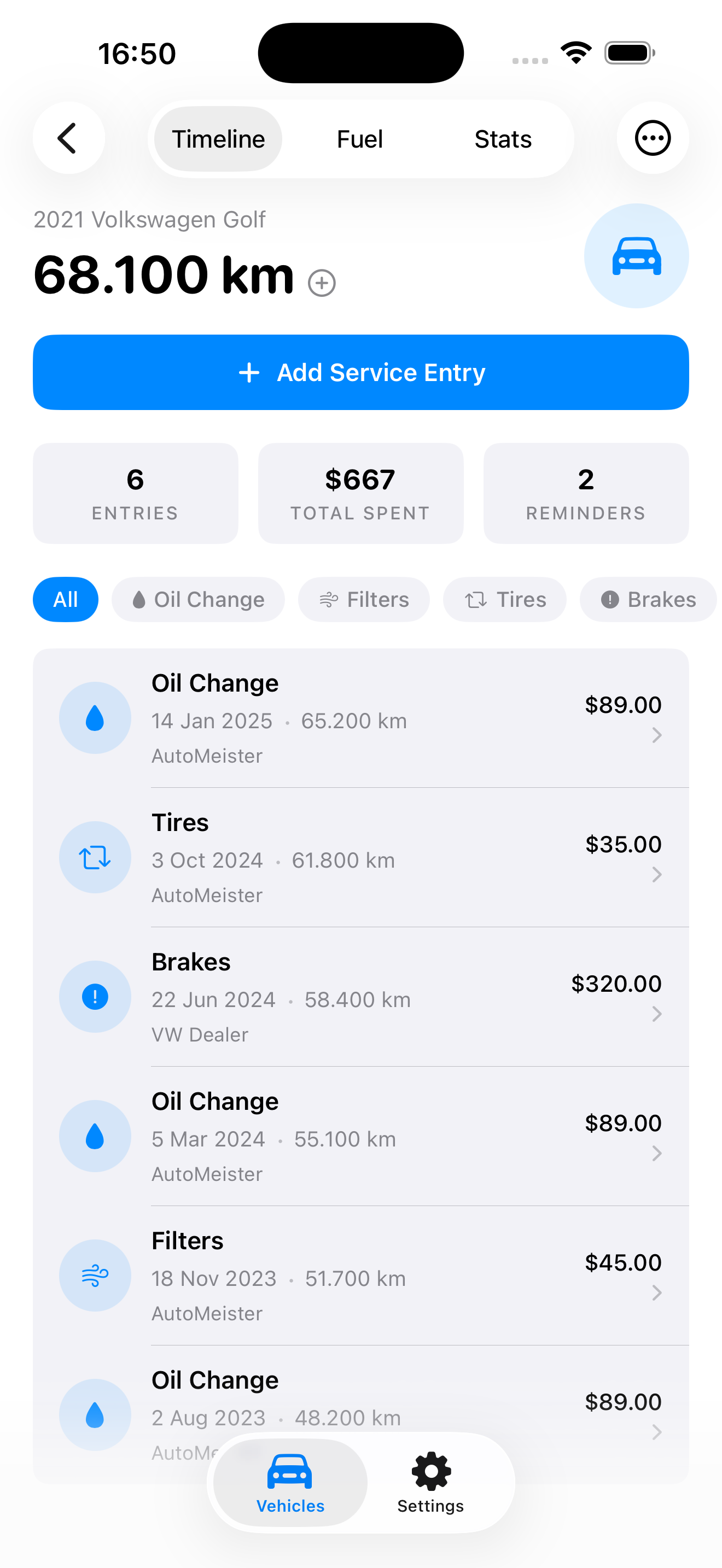 Cost analytics — spending by year and category